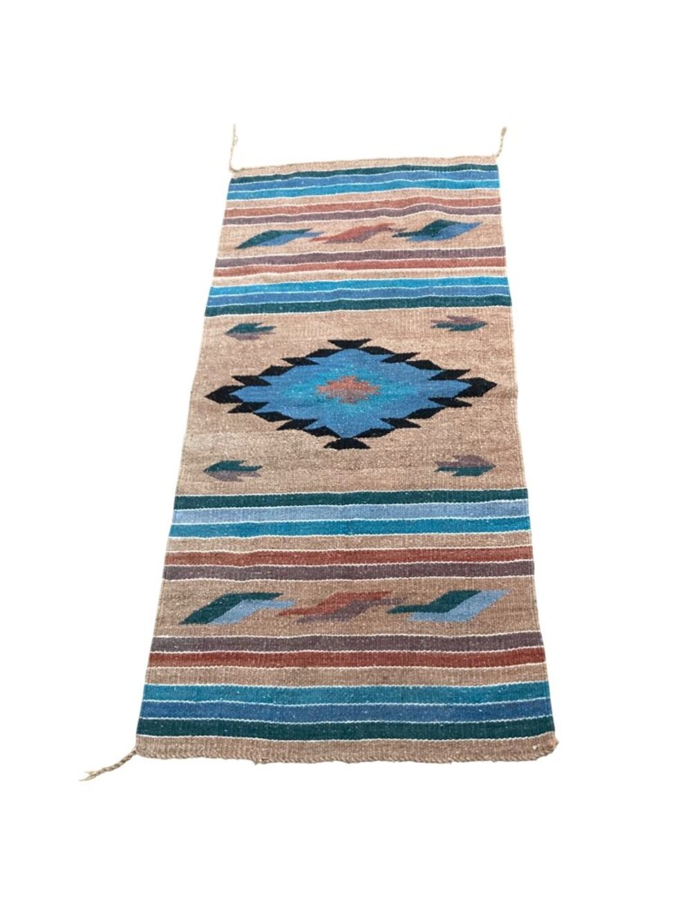 Handwoven Zapotec Style Southwestern Rug With Geometric Design